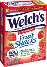 Welch's Fruit Snacks Strawberry 10 Pouches 227g